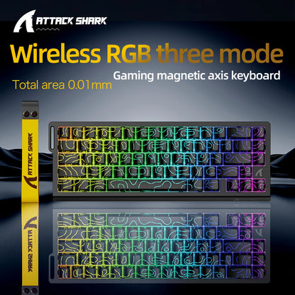 ATTACK SHARK X68HE Magnetic Gaming Keyboard Wired Mechanical Keyboard with Rapid Trigger, 8000Hz Polling Rate, SOCD, RGB Backlit, Hot-Swappable Gaming Keyboard