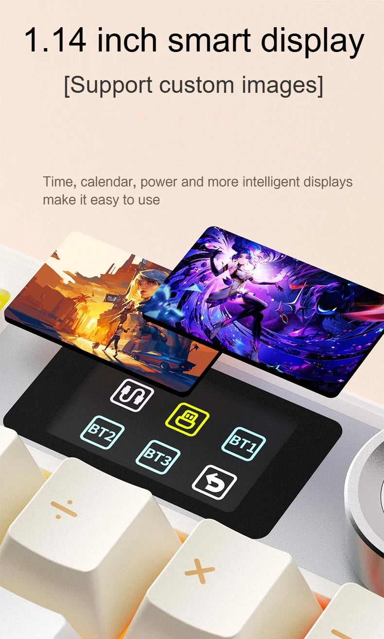 Teclado mecánico AULA F108 PRO personalizado con diseño 100%, retroiluminación RGB, Bluetooth inalámbrico, interruptor HiFi para gaming