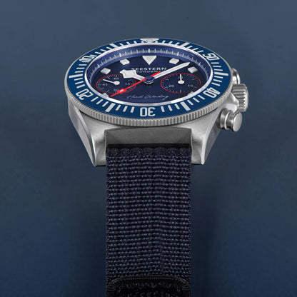 SEESTERN Chronograph Man of Watch Mechanical Tianjin ST1901 Movement Sapphire Wristwatches Nylon Sticker Strap Luminous Skeleton