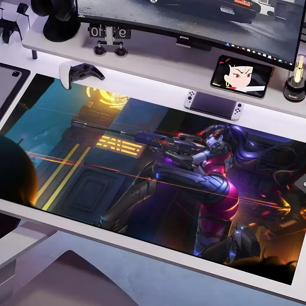 Overwatch-musemåtte i flere størrelser – stor firkantet måtte til computer, kontor og gamingbord, skridsikker musemåtte i gummi