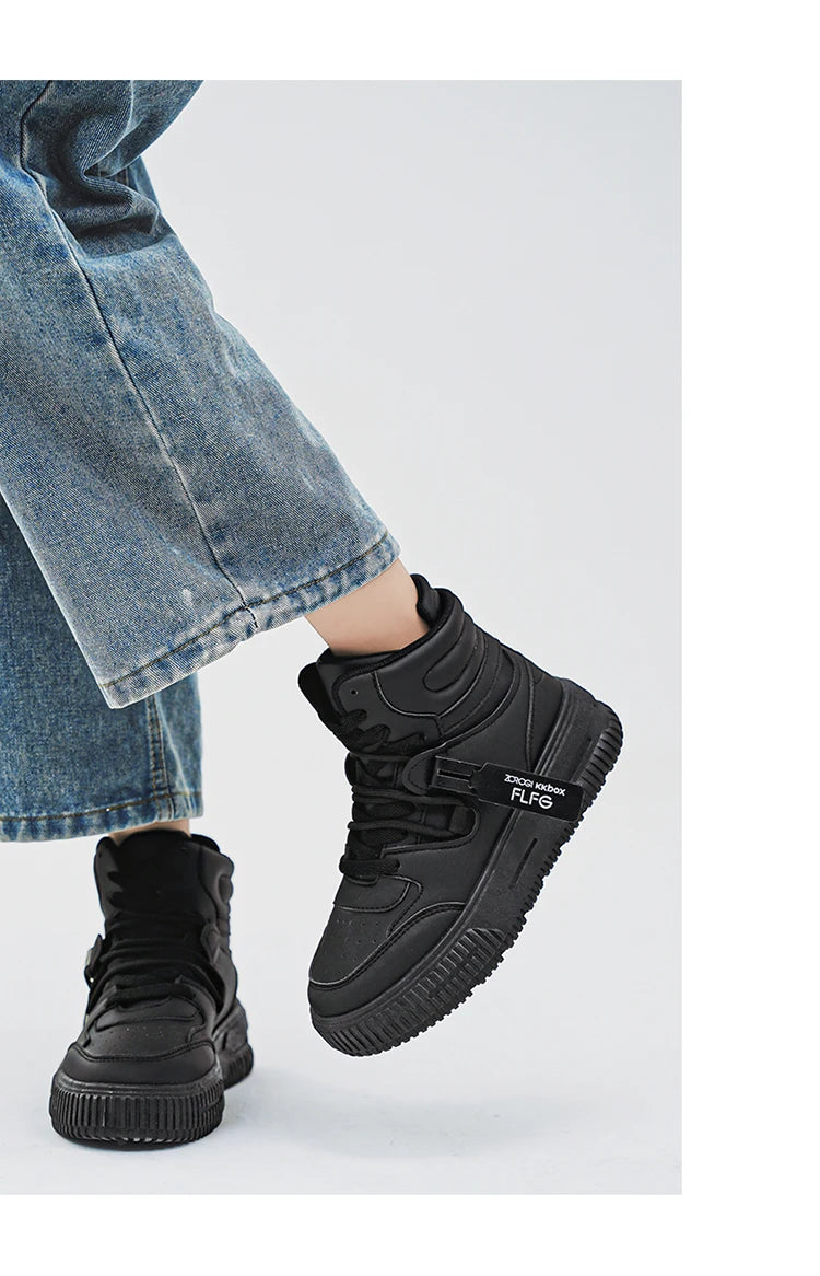Moderna, avslappnade sneakers, höga skateboardskor, studentkängor för män och kvinnor, trendiga, slitstarka, tvåfärgade, för par