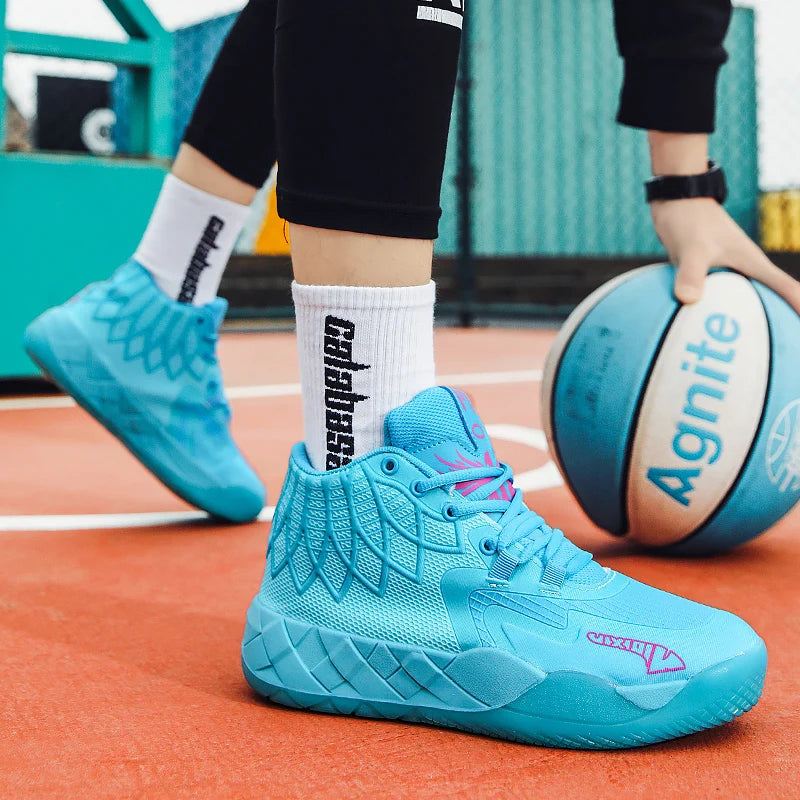 The youth actual combat basketball shoe movement outdoor comfortable cushioning wear-resisting fashion breathable high quality