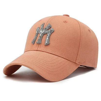 MY Rhinestone-kasket til kvinder – forår og efterår – streetwear, casual, udendørs, Duck Tongue-kasket, mode, alsidig baseballkasket, solskærm