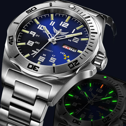 YELANG V1019 Men's Luminous Watch 44mm Mechanical Sapphire Miyota 8205 Automatic Movement 100m Waterproof Diver's Watch for Men