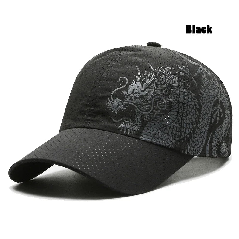 New Style Summer Baseball Cap Quick-Drying Air Hole Chinese Dragon Fashion Unisex Outdoor Casual Sports Sun Visor Trucker Hats