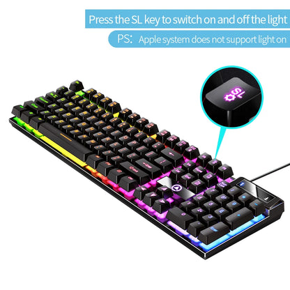 Kabelgebundene USB-Gaming-Tastatur mit Hintergrundbeleuchtung, 104-Tasten-Gamer-Tastatur für Computer/Laptop/PC, ergonomisches Design, Office-Gaming-Zubehör