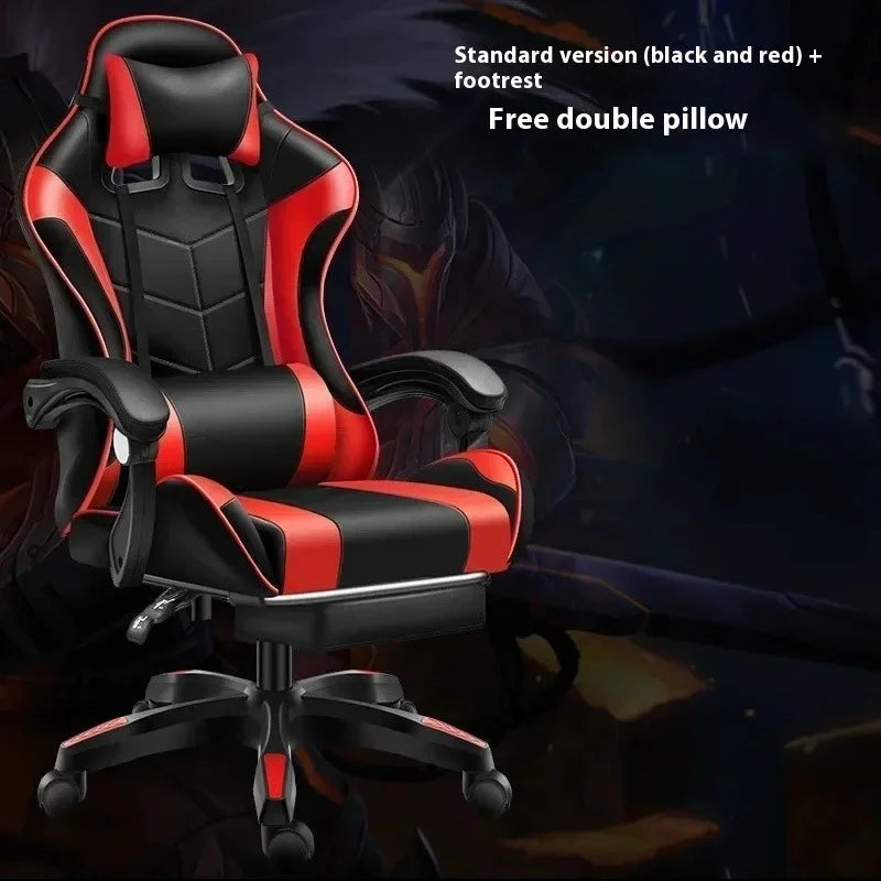 Ergonomic Gaming Chair with Reclining Backrest, Leather Computer Chair, Comfortable Swivel Office Gaming Chair with Adjustable Height & Armrests