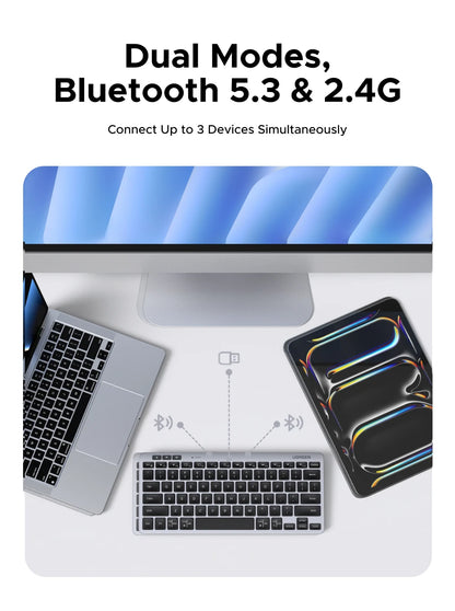 UGREEN Keyboard Wireless Bluetooth 5.3 2.4G Russian/EN 78 Keycaps For MacBook iPad PC Tablet  Scissor Foot Structure