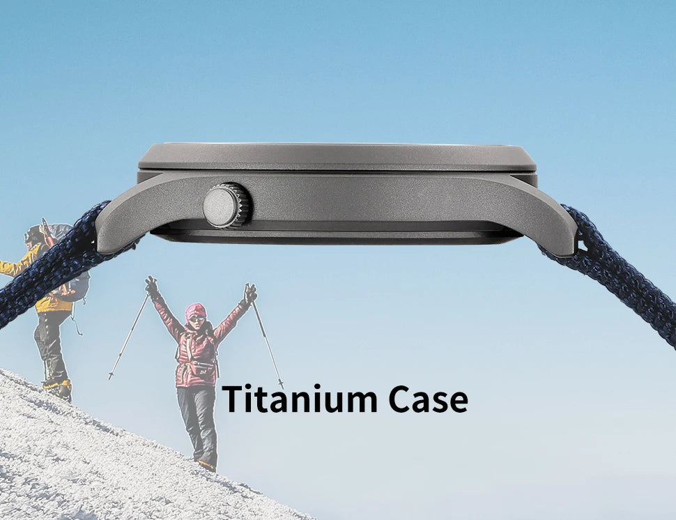 BERNY Titanium herenhorloge met kwartsmechanisme, AR-coating, saffierglas, modieus polshorloge, lichtgevend, VH31, ultradun polshorloge, waterdicht tot 5 ATM