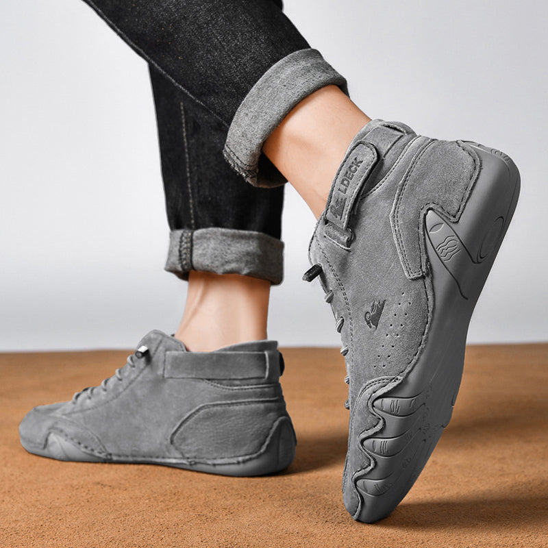 Men's Leather Casual Shoes, Non-slip Walking Sports Shoes, Handmade Shoes for Men with Free Shipping, High Top Sneakers Masculino