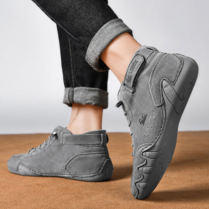 Men's Leather Casual Shoes, Non-slip Walking Sports Shoes, Handmade Shoes for Men with Free Shipping, High Top Sneakers Masculino