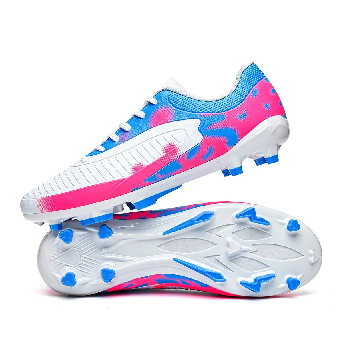 Chaussures de football AG FG pour hommes, tige en PU souple, structure de crampons renforcée, pour adultes, pour les matchs et entraînements de football en plein air sur pelouse.
