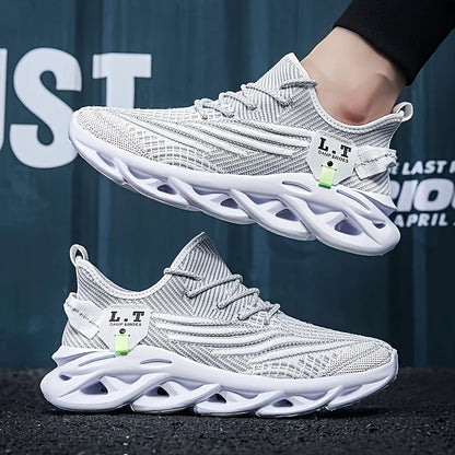 Men Sports Running Black Jogging Shoes Casual Sneakers Outdoor Breathable Mesh Women Light Shock-Absorption Black Tennis