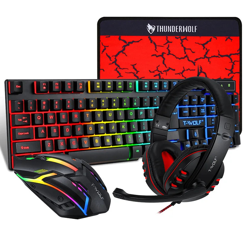 Arabic English Keyboard Spanish Russian Arabic Keyboard Mouse Kit 100% Keyboard ISO Layout 104 Keys Rainbow Backlight Gaming T20