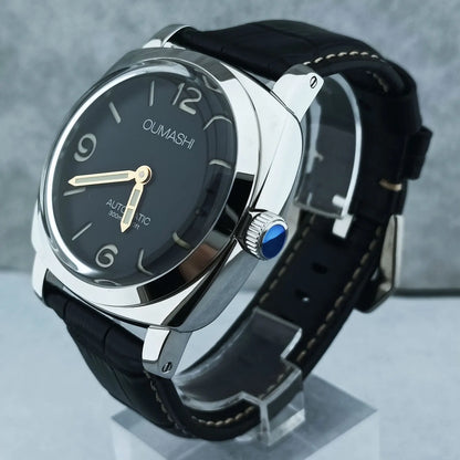 Zegarek męski 46 mm z ręcznym naciągiem, mechanizm Seagull ST3600, szkło szafirowe, wodoodporny, stal nierdzewna 316L, zegarek na zamówienie
