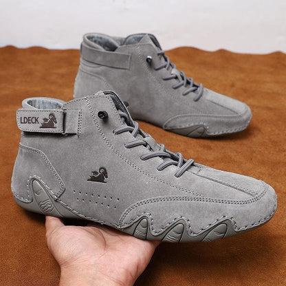 Men's Leather Casual Shoes, Non-slip Walking Sports Shoes, Handmade Shoes for Men with Free Shipping, High Top Sneakers Masculino