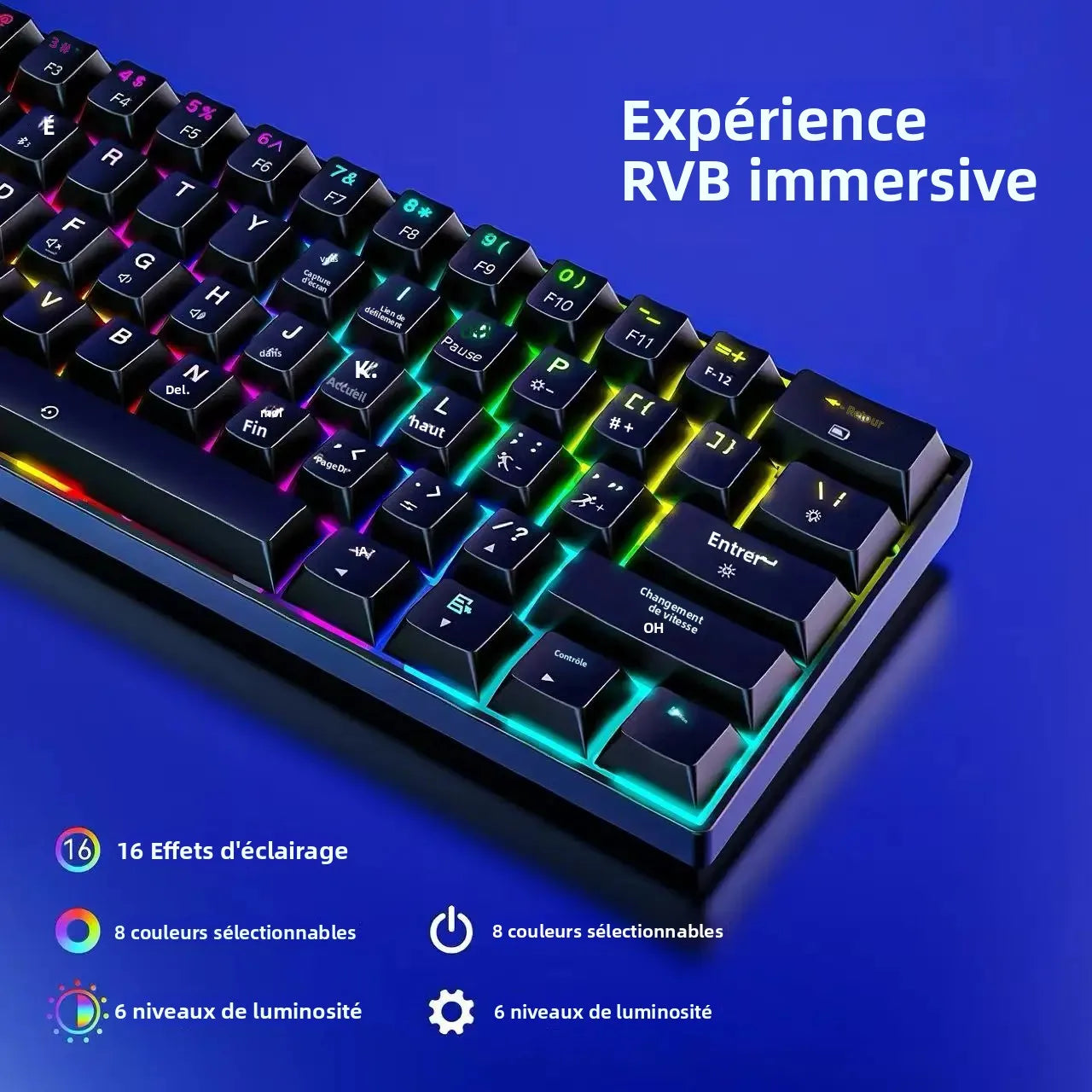 61-Key RGB Backlit Tri-Mode Bluetooth Mechanical Keyboard Dust-Proof Hot-Swappable Wireless Gaming & Office Keyboard for Esports