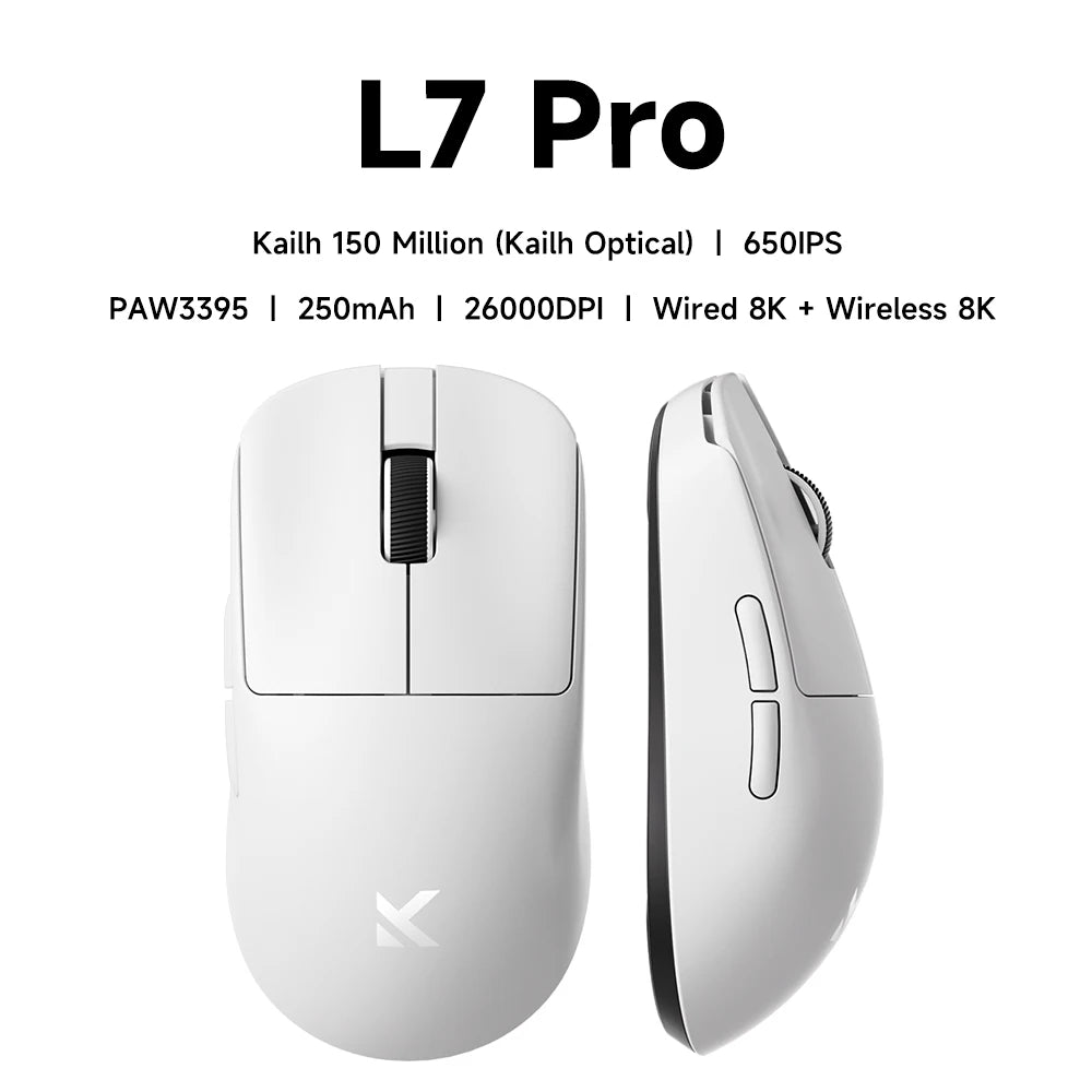 MCHOSE L7 Wireless Gaming Mouse L7 Ultra PAW3395 26K Sensor Dual 8K Polling 39g Ultra-Lightweight 2.4GHz RF/BT/Wired Tri-Mode