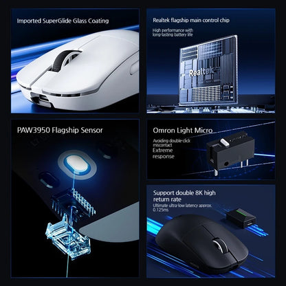 MCHOSE L7 Ultra+ Medium Large Hand Mouse Game E-Sports PAW3950 Wireless Three Mode Lightweight Office Dual-Drive Computer Mouse