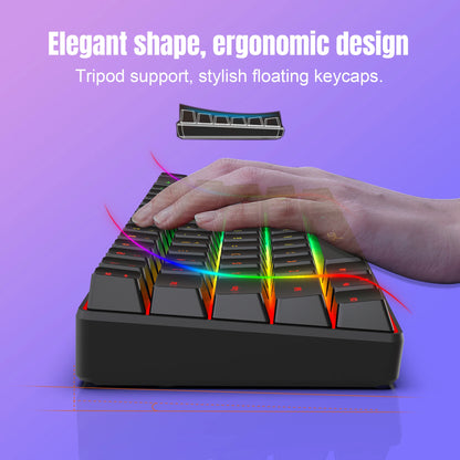 60% Percent Gaming Keyboard, Ergonomic Small Mini membrane Keyboard Compact RGB Backlit Keyboard for Windows, PC, Laptop, Gaming
