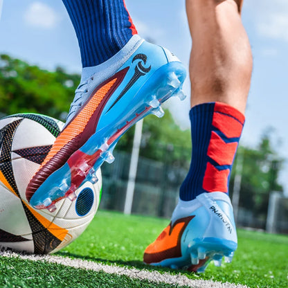 Nouvelles chaussures de football pour hommes, crampons longs antidérapants et respirants pour le sport en extérieur, idéales pour l'entraînement et les matchs, confortables pour adultes