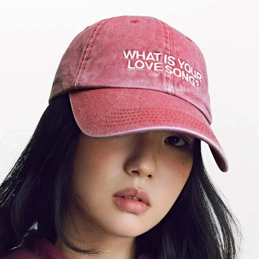 Korean Kpop What Is Your Love Song Same Knitted Embroidery Cap World Tour Concert Cap Fashion Women Men Outdoor Baseball Caps
