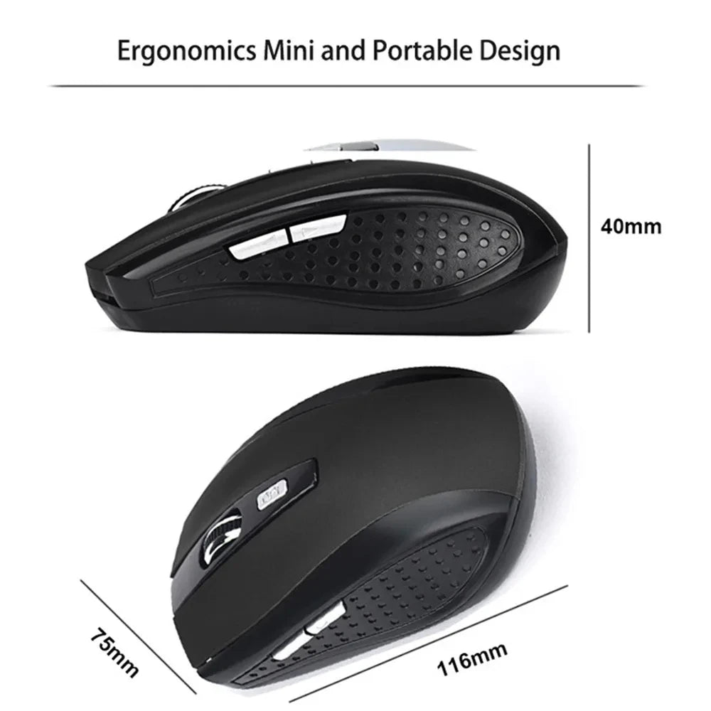 2.4G Wireless Mouse, 7500 DPI, 6 Buttons, 4-Ways Scroll Optical Gaming Mouse, Ergonomic Design For Desktop & Macbook PC Laptop
