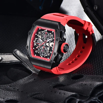 Pagani Design Men's Quartz Watches Japan Movt Skeleton Dial Waterproof Sport Rectangle Sapphire Glass Chronograph Watch For Men