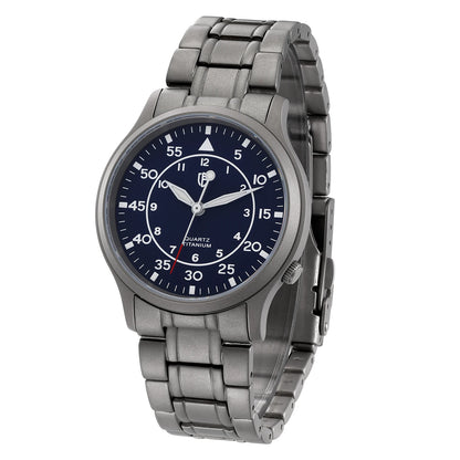 BERNY Titanium herenhorloge met kwartsmechanisme, AR-coating, saffierglas, modieus polshorloge, lichtgevend, VH31, ultradun polshorloge, waterdicht tot 5 ATM