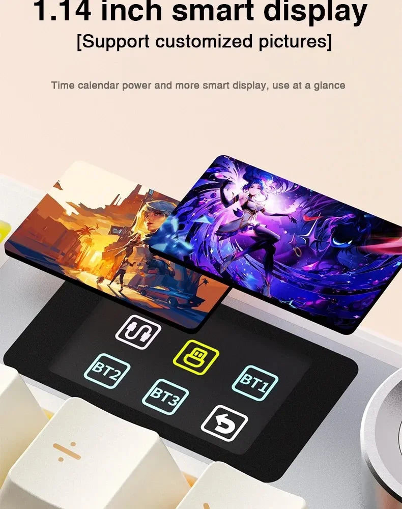 AULA F108 PRO Esports Gaming Mechanical Keyboard Three Mode Custom Multi-Knob RGB Backlight Keyboard with TFT Smart Display