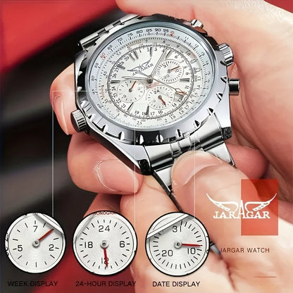 Mechanisch herenhorloge van roestvrij staal — hol ontwerp, grote wijzerplaat