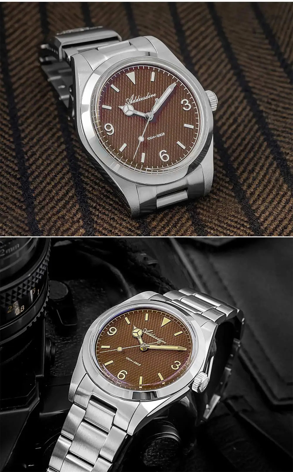 ADDIESDIVE herenhorloge – 316L roestvrijstalen kast, waterdicht tot 10 bar, lichtgevend display, model AD2096 – Luxe quartzhorloge