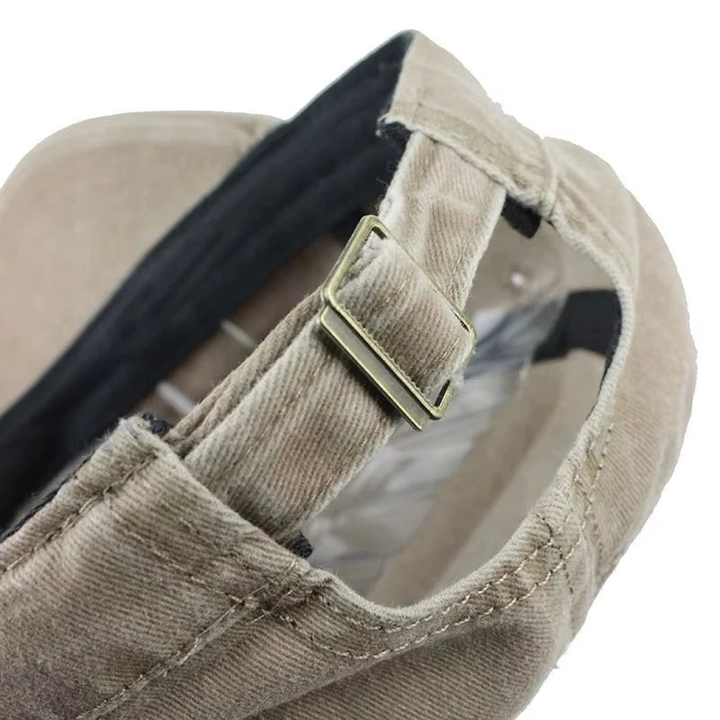 Casual Washed Cotton Flat Top Hat Adjustable Fisher Caps Men Women Cadet Military Cap Unique Design Vintage Cap Four Season ﻿