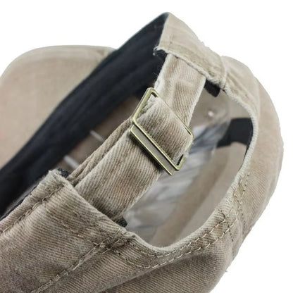 Casual Washed Cotton Flat Top Hat Adjustable Fisher Caps Men Women Cadet Military Cap Unique Design Vintage Cap Four Season ﻿