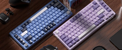 Teclado gaming mecânico MageGee SKY81 75%, RGB, gasket mount, hot-swappable, com fios, personalizável, som cremoso, amortecimento acústico e botão rotativo