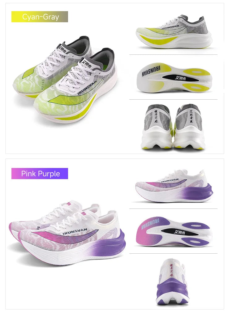 IRUNSVAN Nylon Carbon Plate Professional Marathon Running Shoes for Man Lightweight Cushioning Training Outdoor Sneakers Women