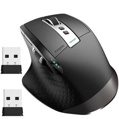 Rapoo MT710L Multi-Mode Rechargeable Wireless Bluetooth Mouse, Ergonomic 4000 DPI Wireless Mouse for Up to 4 Devices with Programmable Buttons