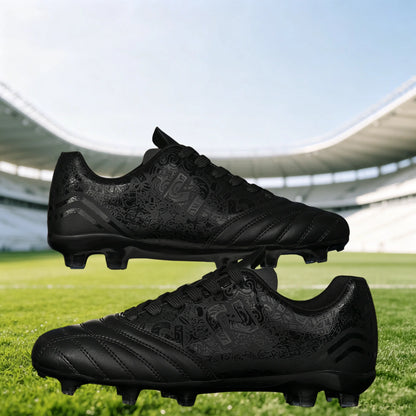 Chaussures de football AG/FG pour l'extérieur, tige respirante en PU, crampons longs en TPU stables, pour hommes et femmes, bottes d'entraînement de football sur gazon
