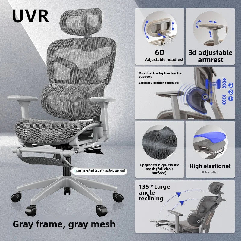 UVR Office Chair Ergonomic Design Armrests Backrest Stool Lift Adjustable Reclining Boss Chair Game Athletic Chair Furniture