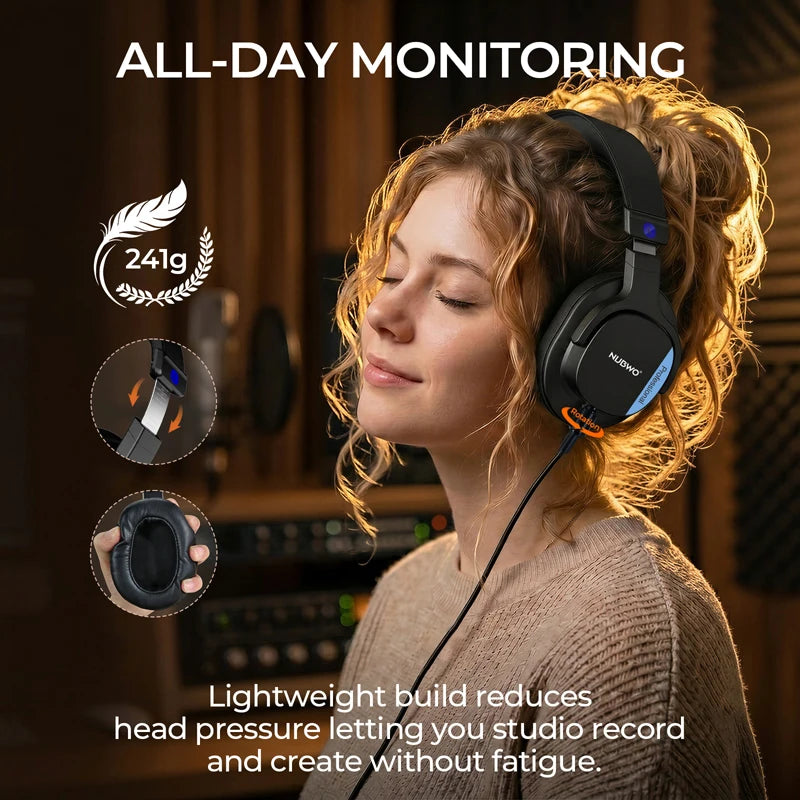 Casque studio NUBWO HD01, casque filaire haute résolution, casque circum-auriculaire léger, casque fermé pour DJ, pour piano, guitare, ampli, enregistrement