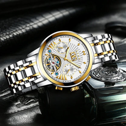 Montres-bracelets mécaniques automatiques pour hommes LIGE – Montre de luxe haut de gamme avec tourbillon, modèle élégant et étanche, idéal pour le travail ou les occasions formelles.