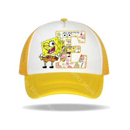 Καπέλο μπέιζμπολ SpongeBob SquarePants για παιδιά και ενήλικες με τυπωμένα γράμματα, καπέλα ηλίου, anime, καρτούν, ρυθμιζόμενα καπέλα με γείσο, καλοκαιρινό καπέλο για καθημερινή χρήση, νέο