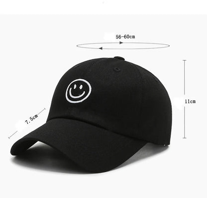 Four Seasons Cap, Polyester Cotton Embroidered Smiley, Lesbial Baseball Cap, Sunscreen Breathable Hat