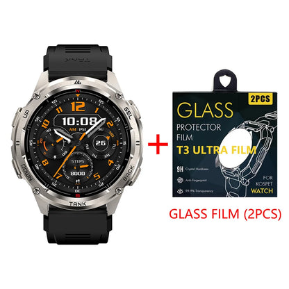 Ceas inteligent KOSPET TANK T3 Ultra 2 pentru bărbați, cu GPS, din oțel inoxidabil, rezistent la apă până la 50 m, IP69K, monitor de sănătate, compatibil cu Android și iOS
