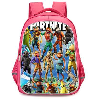 16 Inch Fortnite Cartoon Backpack Unisex for Boys Girls with Dual Zippers Large Capacity Lightweight Student Backpack