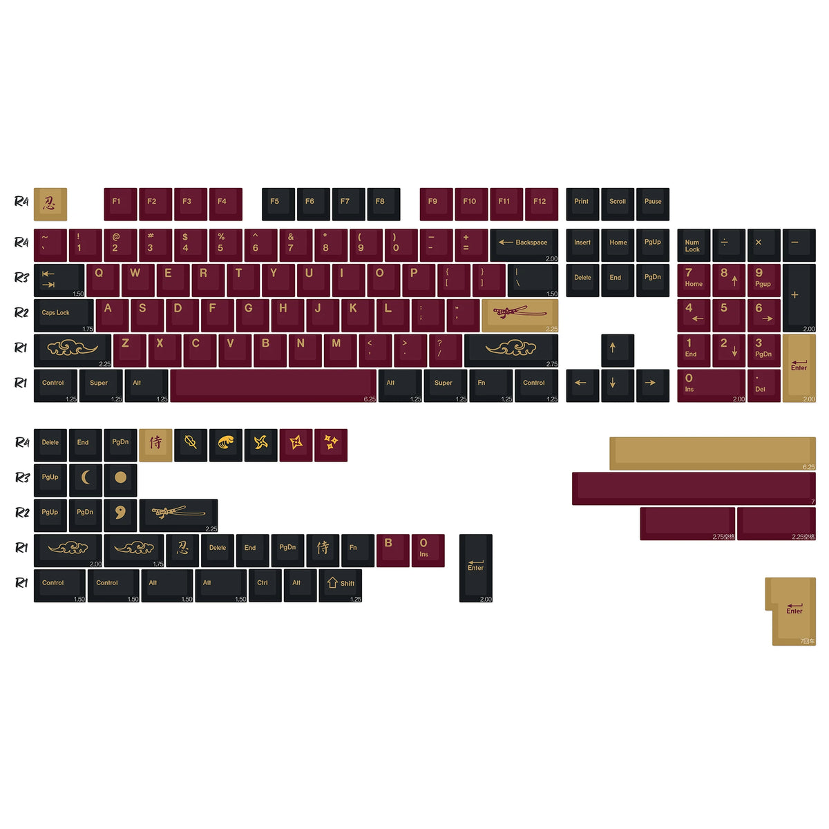 KBDiy GMK Red Dragon Keycaps PBT 143 Keys Set Retro Alice ISO Cherry Profile KeyCap For Custom DIY 60 Mechanical Keyboard Gaming