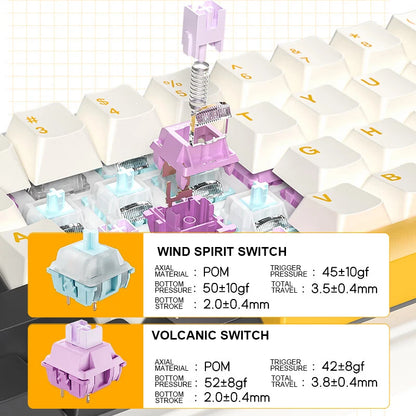 AULA F65 Mechanical Keyboard Three Mode Custom Wireless/Bluetooth/Wired Connection Full Key Hot-swapable Office Gaming Esports