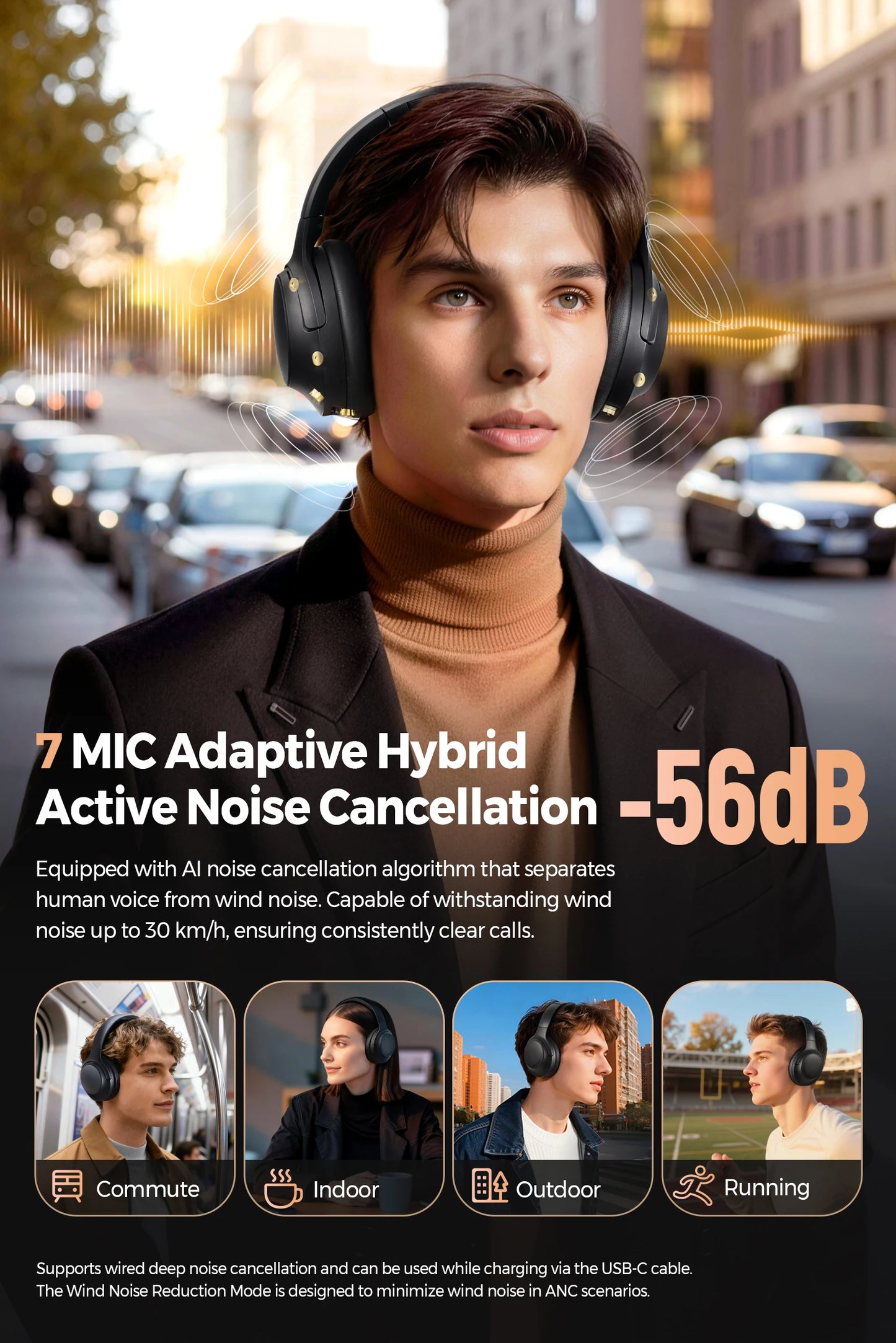 SoundPEATS Cove Pro Bluetooth 6.0 Headphones with 56dB ANC, Hi-Res LDAC Audio, 95H Battery, AI Noise Cancelling Wireless Headset