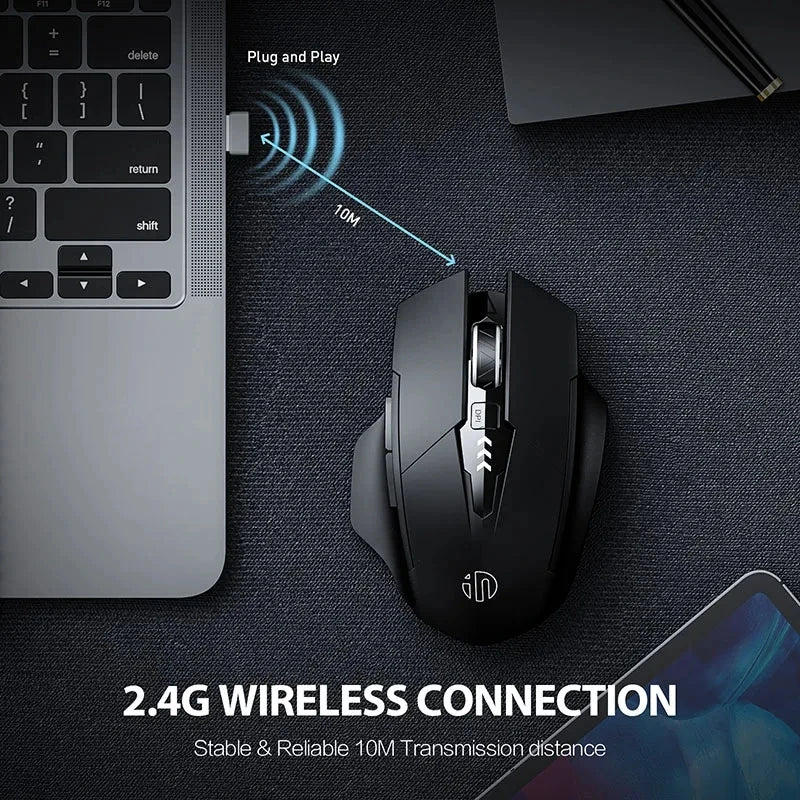 INPHIC F1 2.4G Wireless Mouse, 500mAh Ergonomic Rechargeable, Power Display, Office Home Silent Laptop Desktop Computer Universal