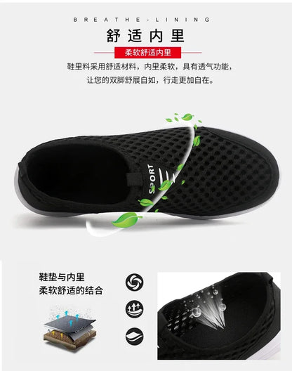 YRZL Lightweight Men's Casual Shoes, Breathable Slip-On Male Casual Sneakers, Anti-Slip Men's Flats, Outdoor Walking Shoes Size 39-46